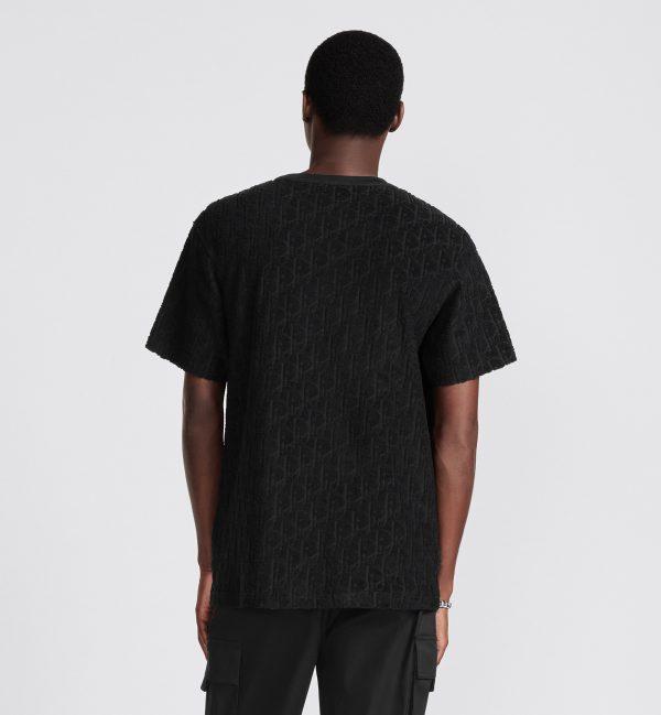 Dior Oblique Relaxed-Fit T-Shirt Black Terry Cotton Jacquard