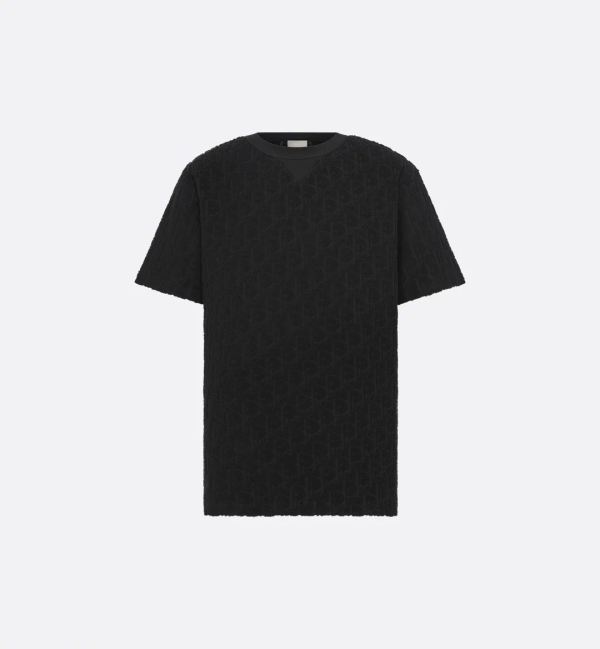 Dior Oblique Relaxed-Fit T-Shirt Black Terry Cotton Jacquard
