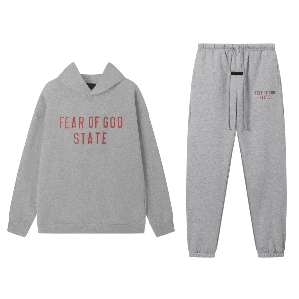 Fear of God Essentials Fleece Hoodie & Sweatpant Set Grey Fear of God Essentials Fleece Hoodie & Sweatpant Set Grey