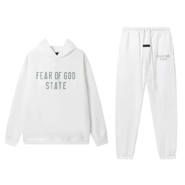 Fear of God Essentials Fleece Hoodie & Sweatpant Set White Fear of God Essentials Fleece Hoodie & Sweatpant Set White