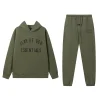 Fear of God Essentials Fleece II Hoodie & Sweatpant Set  Olive Green