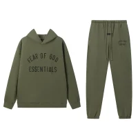Fear of God Essentials Fleece II Hoodie & Sweatpant Set Olive Green Fear of God Essentials Fleece II Hoodie & Sweatpant Set Olive Green