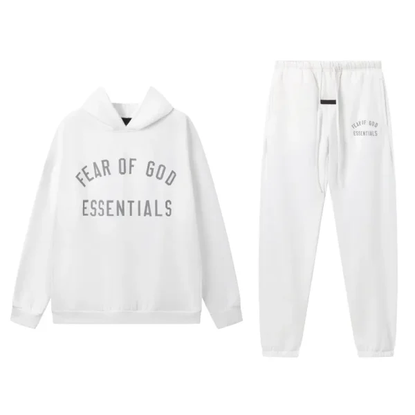 Fear of God Essentials Fleece II Hoodie & Sweatpant Set White Fear of God Essentials Fleece II Hoodie & Sweatpant Set White