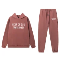 Fear of God Essentials Heavy Fleece Hoodie & Sweatpant Set Claret Red Fear of God Essentials Heavy Fleece Hoodie & Sweatpant Set Claret Red