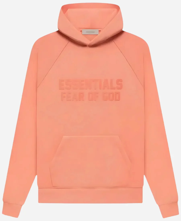 Fear of God Essentials Pullover Hoodie Coral Fear of God Essentials Pullover Hoodie Coral