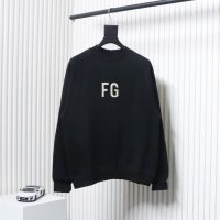 Fear of God FOG double line 24FW FG letter round neck black hoodie Fear of God FOG double line 24FW FG letter round neck black hoodie