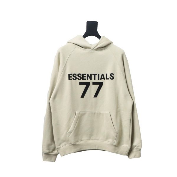 Fear of God FOG essential double line flocked 77 print hooded sweatshirt Fear of God FOG essential double line flocked 77 print hooded sweatshirt