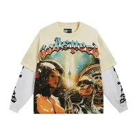 Godspeed Chosen One Layered Long Sleeve T-shirt Bone #3153 Godspeed Chosen One Layered Long Sleeve T-shirt Bone #3153