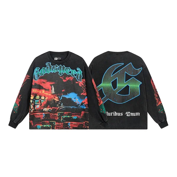 Godspeed Life's A Gamble Long Sleeve T-Shirt #1099 Black Wash