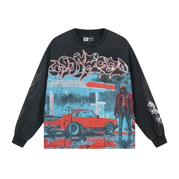 Godspeed Pit Stop L/S Thermal T-shirt #1101 Black/Blue Wash