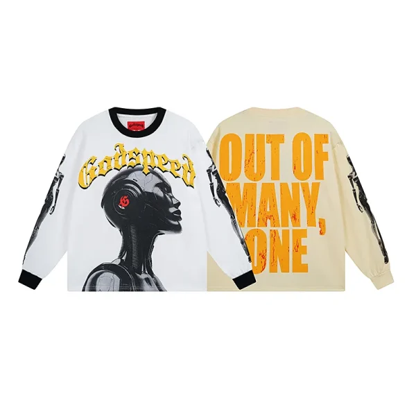 godspeed_robot_skulls_long_sleeve_t_shirt__3096_white_apricot_1CFBCE289A418 Godspeed Robot Skulls Long Sleeve T-shirt #3096 White/Apricot