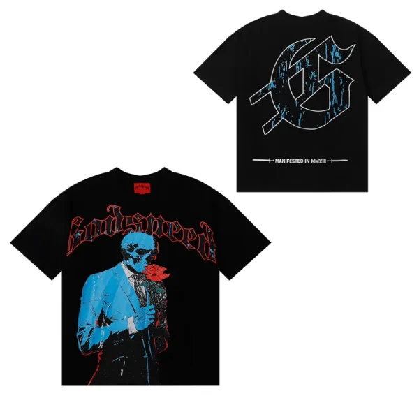 Godspeed Smell The Roses T-shirt #7070 Black/Apricot