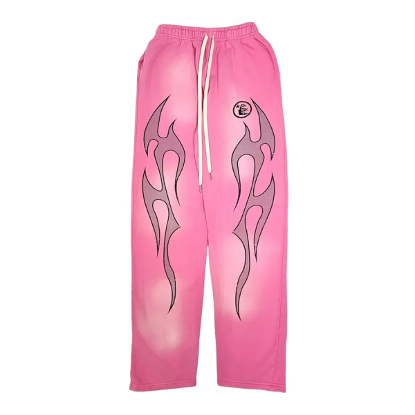 HELLSTAR  Flame Sweatpants Pink Grey