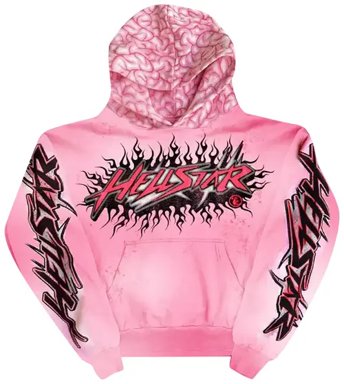 Hellstar Brainwashed With Brain Hoodie Pink Hellstar Brainwashed With Brain Hoodie Pink