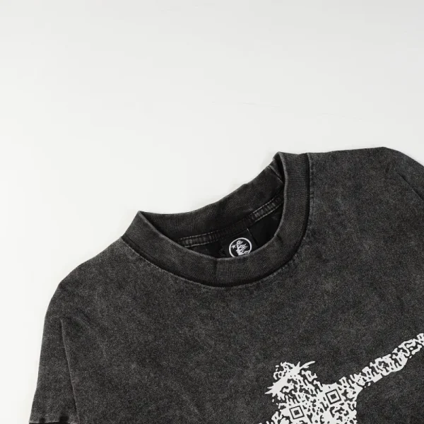 Hellstar Christ Long-Sleeve Washed Black T-Shirt D3102 Old Brick Red