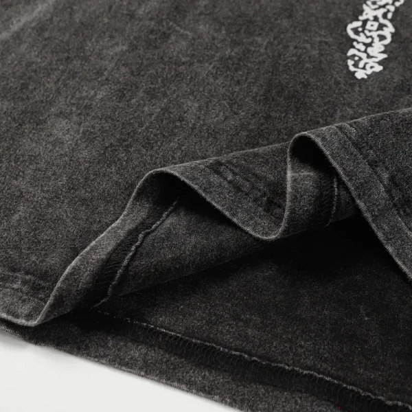 Hellstar Christ Long-Sleeve Washed Black T-Shirt D3102 Old Brick Red