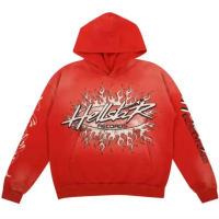 Hellstar Records Hoodie Red pk0218 Hellstar Records Hoodie Red pk0218