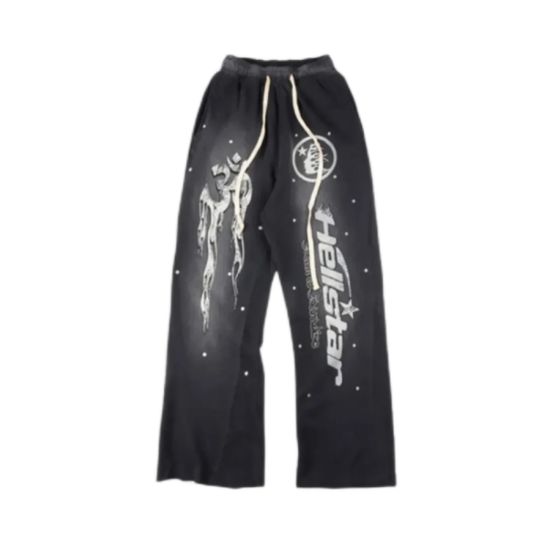 Hellstar Studios Racer Flare Black Sweatpants Hellstar Studios Racer Flare Black Sweatpants