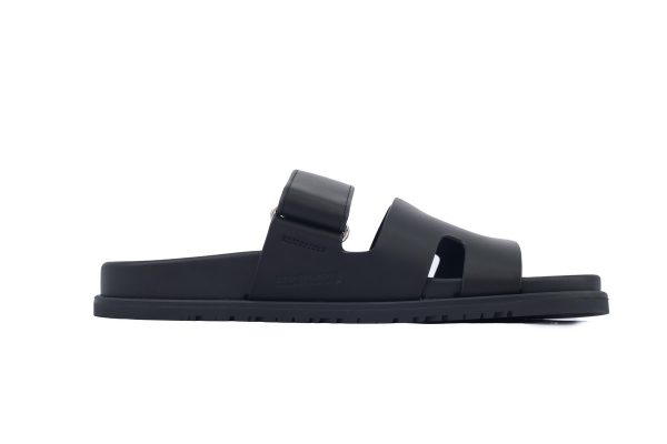 hermes_flat_slippers_black_1C5DCC3139A17 Hermes Flat Slippers Black