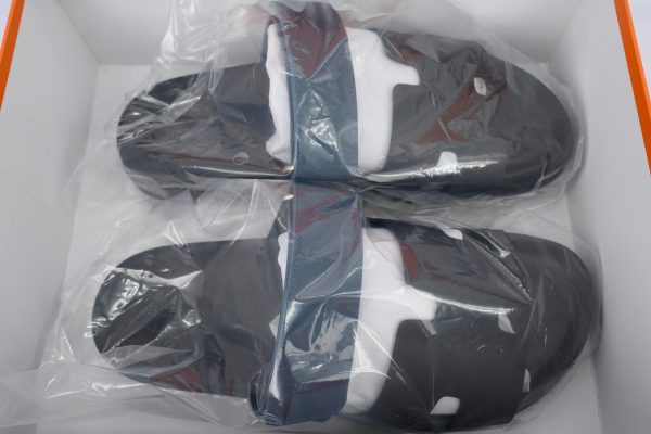 hermes_flat_slippers_black_blue_1C5DCB2730517 Hermes Flat Slippers Black Blue