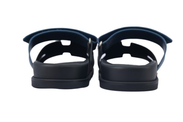 hermes_flat_slippers_black_blue_1C5DCB298791C Hermes Flat Slippers Black Blue