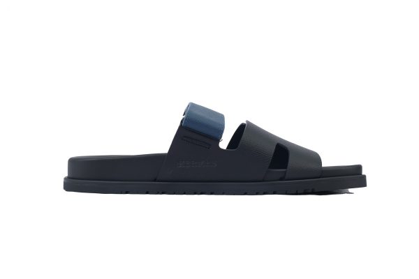 hermes_flat_slippers_black_blue_1C5DCB29A7515 Hermes Flat Slippers Black Blue