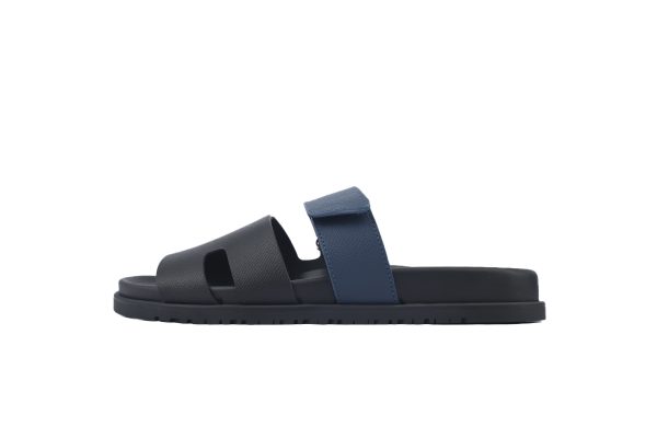 Hermes Flat Slippers Black Blue Hermes Flat Slippers Black Blue