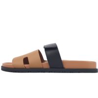 Hermes Khaki Black flip flops Hermes Khaki Black flip flops