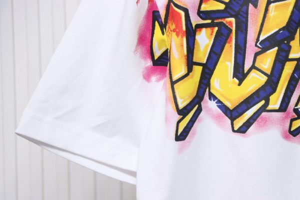 high_quality_batch_louis_vuitton_comic_cartoon_flame_letter_print_short_sleeve_white_1C1C3C208D91C High Quality Batch Louis Vuitton Comic Cartoon Flame Letter Print Short Sleeve White