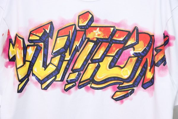 high_quality_batch_louis_vuitton_comic_cartoon_flame_letter_print_short_sleeve_white_1C1C3C20A151C High Quality Batch Louis Vuitton Comic Cartoon Flame Letter Print Short Sleeve White