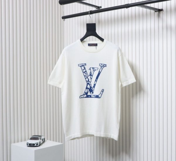 High Quality Batch Louis Vuitton LV Ski Series Jacquard Logo Knitted Short Sleeve T-Shirt