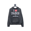 I Love Paris & Balenciaga Cropped Hoodie Oversized in faded black curly fleece I Love Paris & Balenciaga Cropped Hoodie Oversized in faded black curly fleece