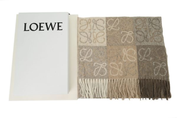loewe_wool_fringed_scarf_brown_1D186CFEBA211 Loewe wool fringed scarf brown