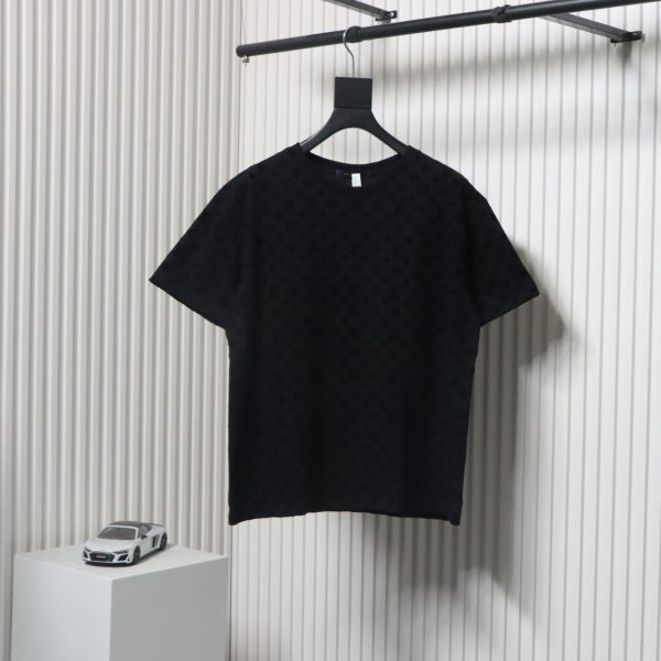 louis_vuitton_jacquard_flocked_t_shirt_black_1C40464FA9E18 Louis Vuitton Jacquard Flocked T-Shirt Black