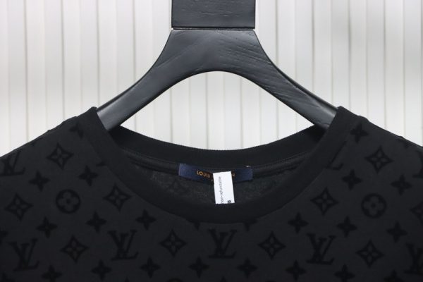 louis_vuitton_jacquard_flocked_t_shirt_black_1C404650AC919 Louis Vuitton Jacquard Flocked T-Shirt Black