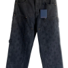 louis_vuitton_monogram_detail_carpenter_denim_pants_black_1C5359C093213 Louis Vuitton Monogram Detail Carpenter Denim Pants Black