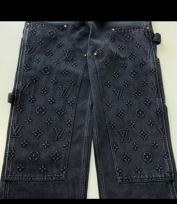 louis_vuitton_monogram_detail_carpenter_denim_pants_black_1C5359C0D911C Louis Vuitton Monogram Detail Carpenter Denim Pants Black
