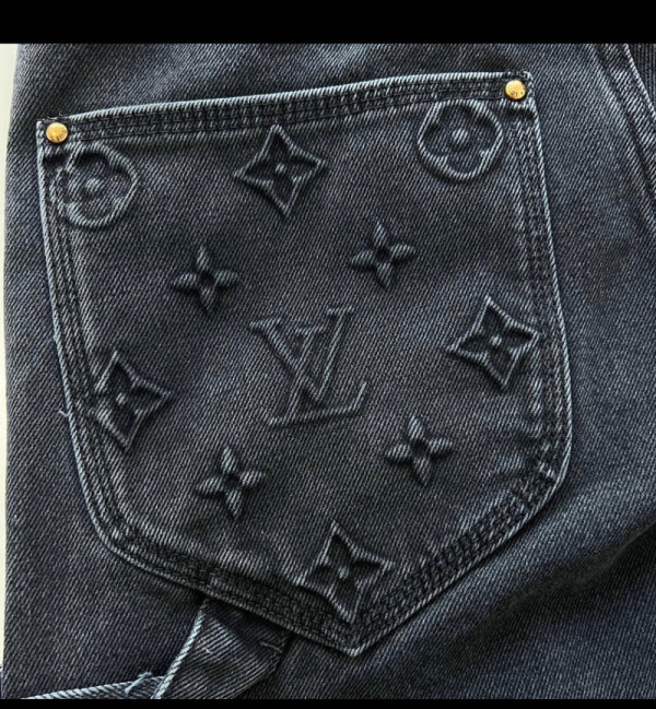 louis_vuitton_monogram_detail_carpenter_denim_pants_black_1C5359C0E8E1D Louis Vuitton Monogram Detail Carpenter Denim Pants Black