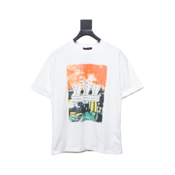 Louis Vuitton Rooftop Sunset Rhinestone Short Sleeve T-shirt