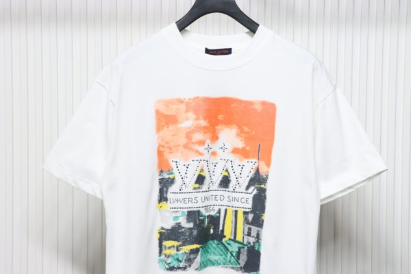 Louis Vuitton Rooftop Sunset Rhinestone Short Sleeve T-shirt