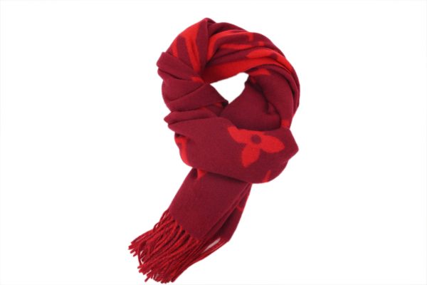 Louis Vuitton suede fringe scarf red Louis Vuitton suede fringe scarf red