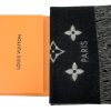 louis_vuitton_suede_tassel_scarf_black_1D1872B46D515 Louis Vuitton Suede Tassel Scarf Large Print Black