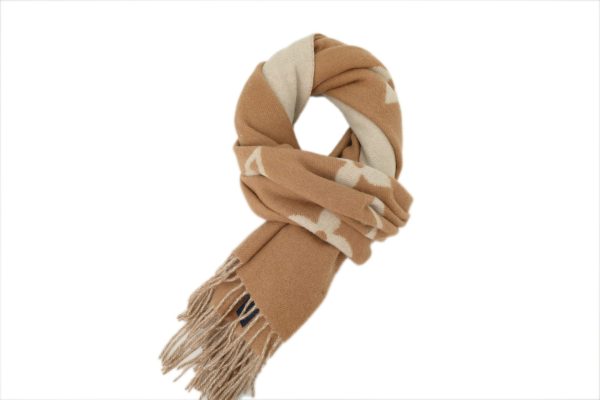 Louis Vuitton suede tassel scarf brown and white Louis Vuitton suede tassel scarf brown and white