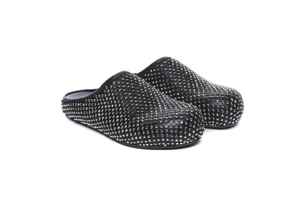 Marni Calfskin Fussbett Sabot Black Leather with Rhinestones SBMR000600P639400N99