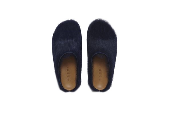 Marni Long hair Calfskin Fussbett Sabot Navy SBMR000600P412200B84