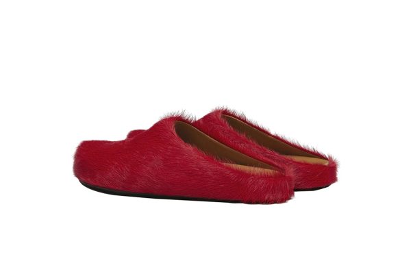 Marni Long hair Calfskin Fussbett Sabot Red SBMS004601P412200R66