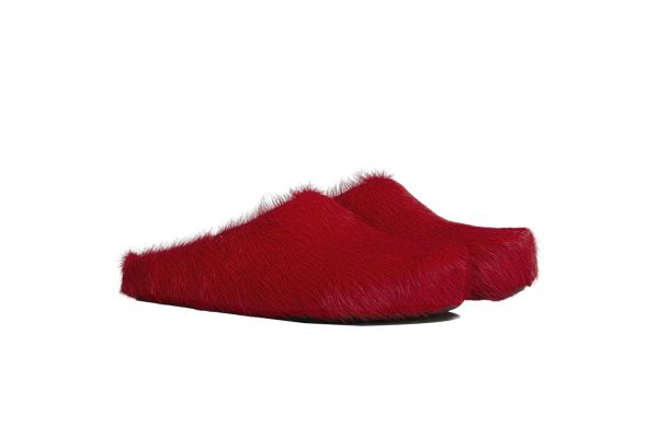 Marni Long hair Calfskin Fussbett Sabot Red SBMS004601P412200R66