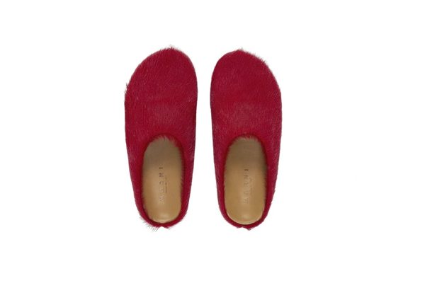 Marni Long hair Calfskin Fussbett Sabot Red SBMS004601P412200R66