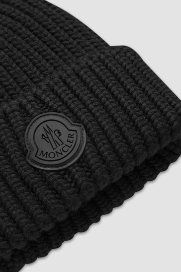 Moncler Cashmere Wool Beanie Black
