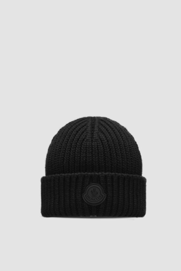 Moncler Cashmere Wool Beanie Black